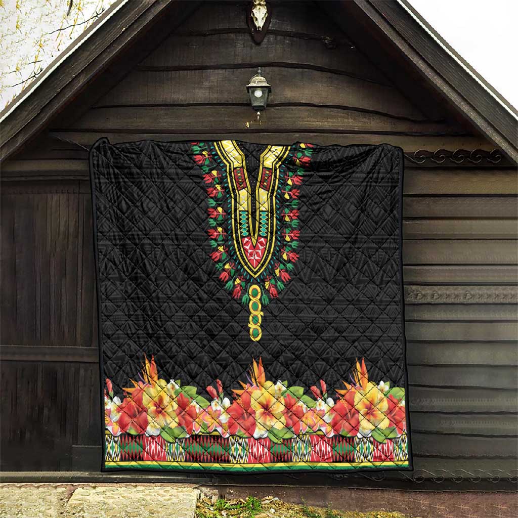 Personalized Afro Hibiscus Tropical Quilt Dashiki African Pattern - African Pride