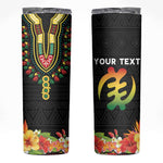 Personalized Afro Hibiscus Tropical Skinny Tumbler Dashiki African Pattern - African Pride