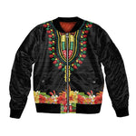 Personalized Afro Hibiscus Tropical Sleeve Zip Bomber Jacket Dashiki African Pattern - African Pride