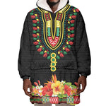 Personalized Afro Hibiscus Tropical Wearable Blanket Hoodie Dashiki African Pattern - African Pride
