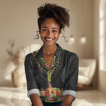 Personalized Afro Hibiscus Tropical Women Casual Shirt Dashiki African Pattern - African Pride