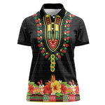 Personalized Afro Hibiscus Tropical Women Polo Shirt Dashiki African Pattern - African Pride