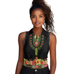 Personalized Afro Hibiscus Tropical Women Sleeveless Polo Shirt Dashiki African Pattern - African Pride