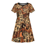 Afro Hibiscus Tropical Kid Short Sleeve Dress African Pattern - African Pride