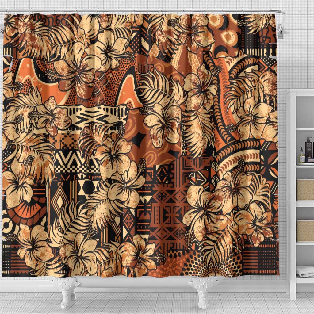Afro Hibiscus Tropical Shower Curtain African Pattern - African Pride