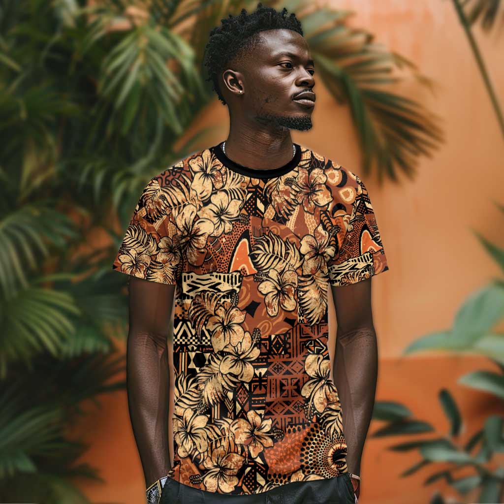 Afro Hibiscus Tropical T shirt African Pattern - African Pride