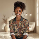 Afro Hibiscus Tropical Women Casual Shirt African Pattern - African Pride