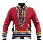 Personalized Liberia Red Dashiki Baseball Jacket - African Pride