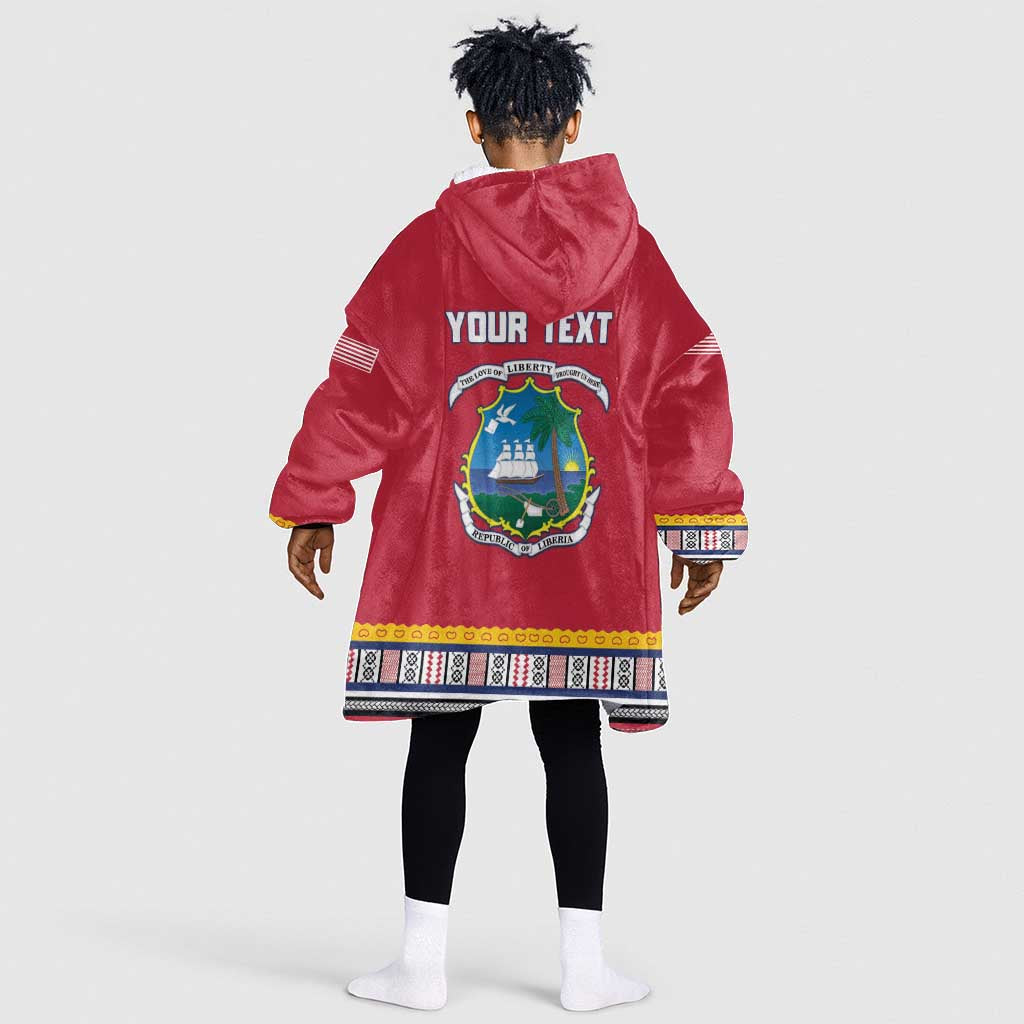 Personalized Liberia Red Dashiki Kid Wearable Blanket Hoodie - African Pride