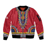 Personalized Liberia Red Dashiki Sleeve Zip Bomber Jacket - African Pride
