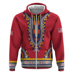 Personalized Liberia Red Dashiki Zip Hoodie - African Pride