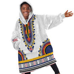 Personalized Liberia White Dashiki Kid Wearable Blanket Hoodie - African Pride