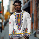 Personalized Liberia White Dashiki Long Sleeve Shirt - African Pride