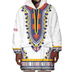 Personalized Liberia White Dashiki Wearable Blanket Hoodie - African Pride