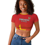 Custom Zimbabwe Cricket Raglan Cropped T shirt Go Champions