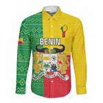 Personalised Afro Benin Long Sleeve Button Shirt Flag Style - African Pattern