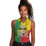 Personalised Afro Benin Women Sleeveless Polo Shirt Flag Style - African Pattern