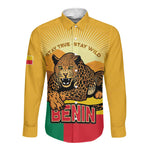 Personalised Afro Benin Leopard Long Sleeve Button Shirt Stay True - Stay Wild