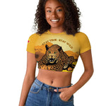 Personalised Afro Benin Leopard Raglan Cropped T shirt Stay True - Stay Wild