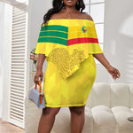 Custom Benin Football Off Shoulder Short Dress Go Les Guepards