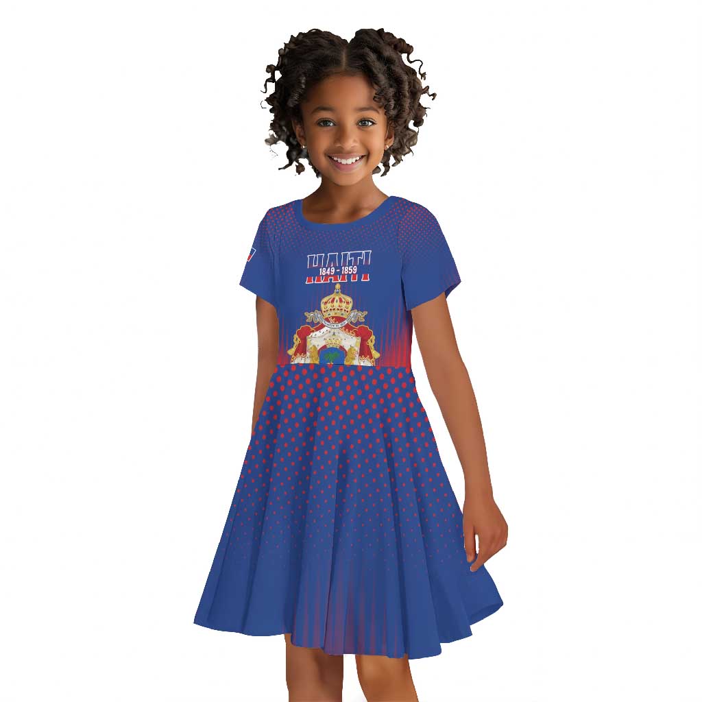 Personalized Anpi an Ayiti Kid Short Sleeve Dress Imperial Coat Of Arms Flag Style
