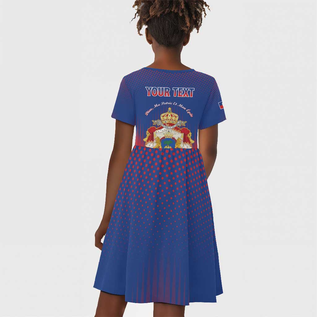 Personalized Anpi an Ayiti Kid Short Sleeve Dress Imperial Coat Of Arms Flag Style