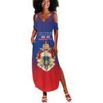 Personalized Anpi an Ayiti Summer Maxi Dress Imperial Coat Of Arms Flag Style