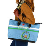 Custom Djibouti Football Leather Tote Bag Go Champions