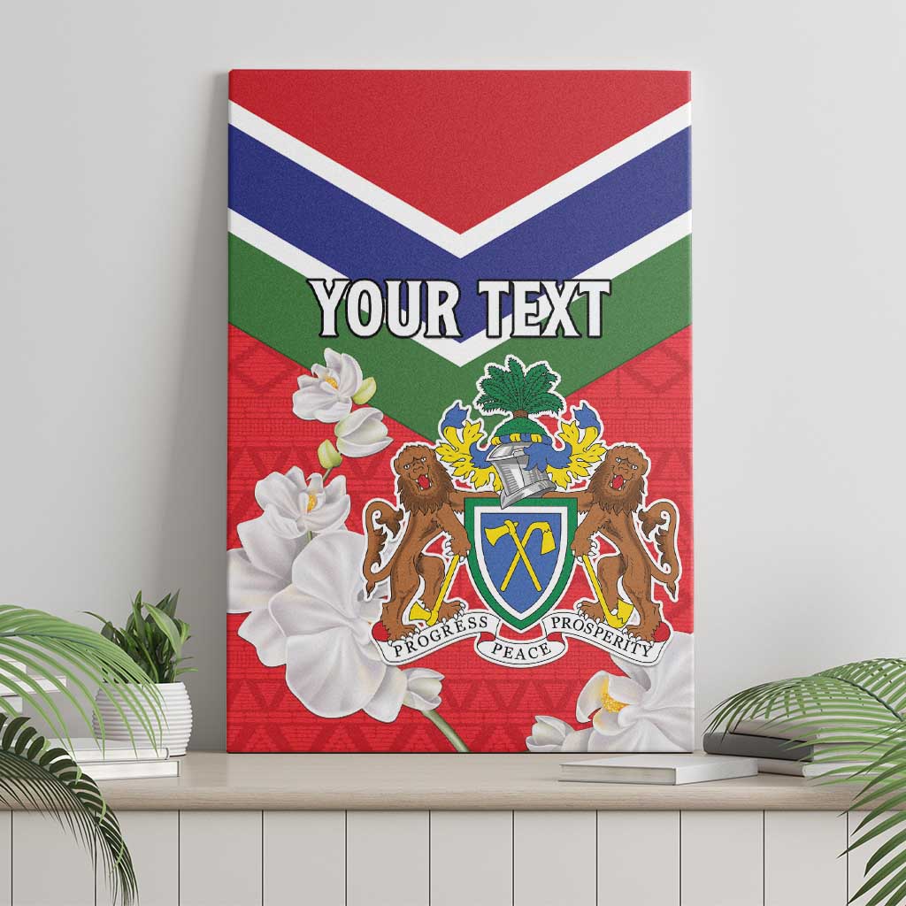 Personalized Gambia Canvas Wall Art Coat Of Arms - African Pattern