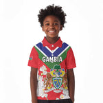 Personalized Gambia Kid Polo Shirt Coat Of Arms - African Pattern