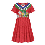 Personalized Gambia Kid Short Sleeve Dress Coat Of Arms - African Pattern