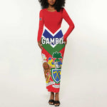 Personalized Gambia Long Sleeve Bodycon Dress Coat Of Arms - African Pattern LT15