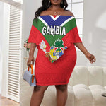 Personalized Gambia Off Shoulder Short Dress Coat Of Arms - African Pattern