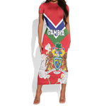 Personalized Gambia Short Sleeve Bodycon Dress Coat Of Arms - African Pattern LT15