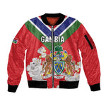 Personalized Gambia Sleeve Zip Bomber Jacket Coat Of Arms - African Pattern