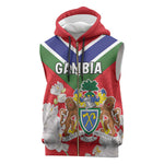 Personalized Gambia Sleeveless Zip Hoodie Coat Of Arms - African Pattern - African Pride