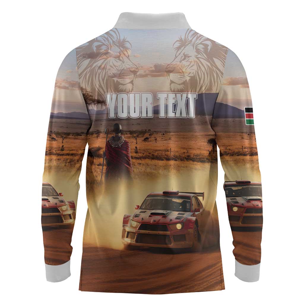 Personalized Kenya Safari Racing Car Long Sleeve Polo Shirt Come On Kenyan