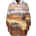Personalized Kenya Safari Racing Car Wearable Blanket Hoodie Come On Kenyan