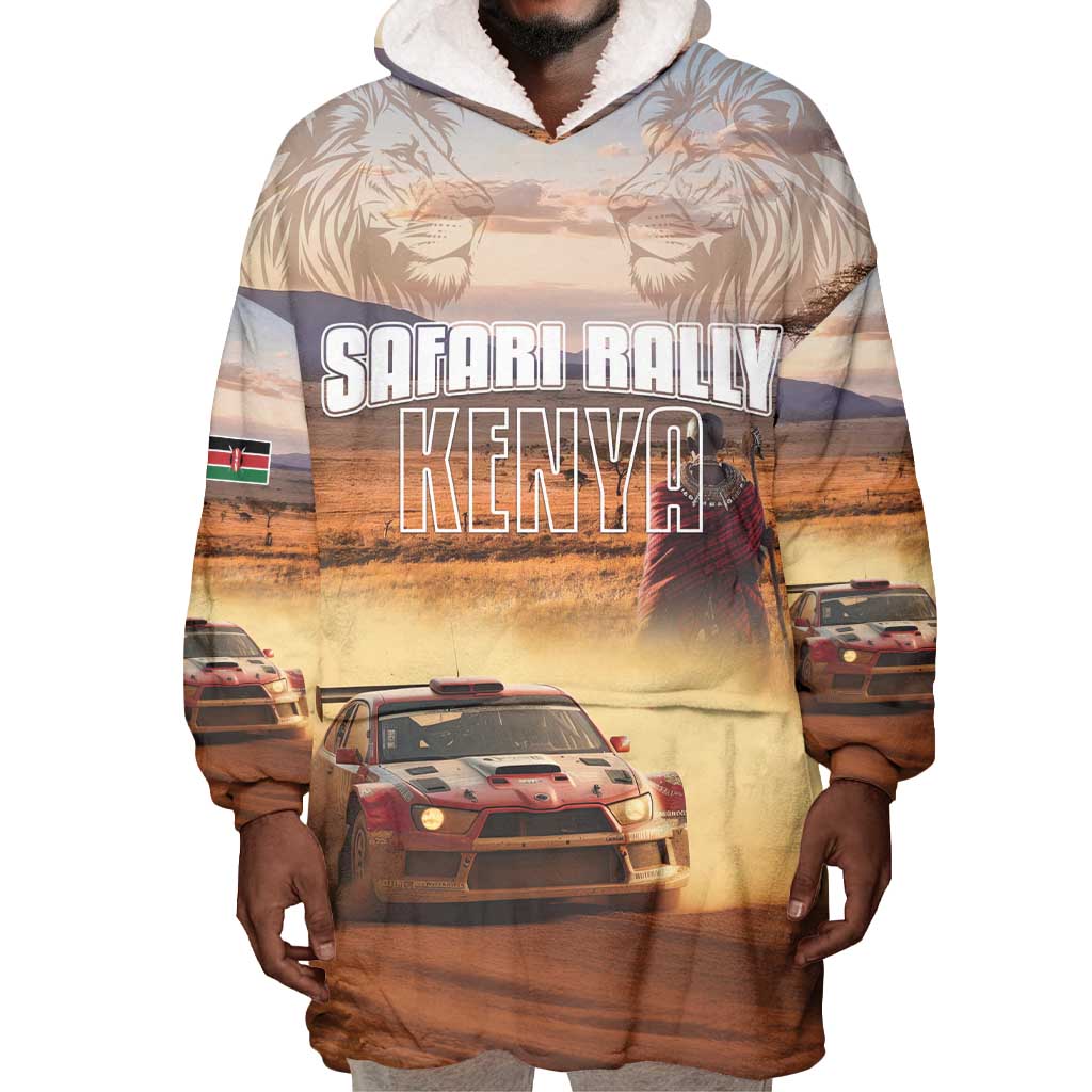 Personalized Kenya Safari Racing Car Wearable Blanket Hoodie Come On Kenyan