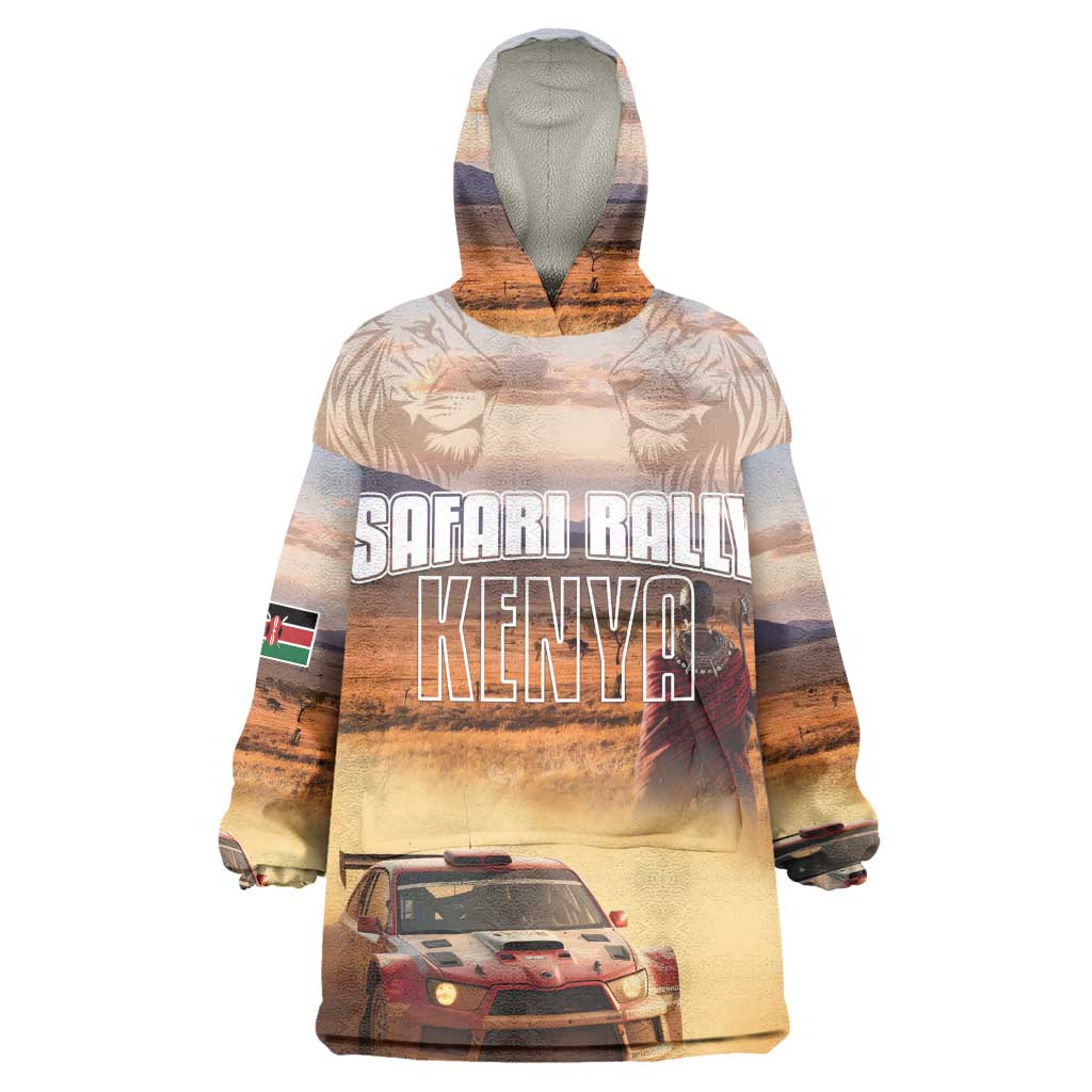 Personalized Kenya Safari Racing Car Wearable Blanket Hoodie Come On Kenyan