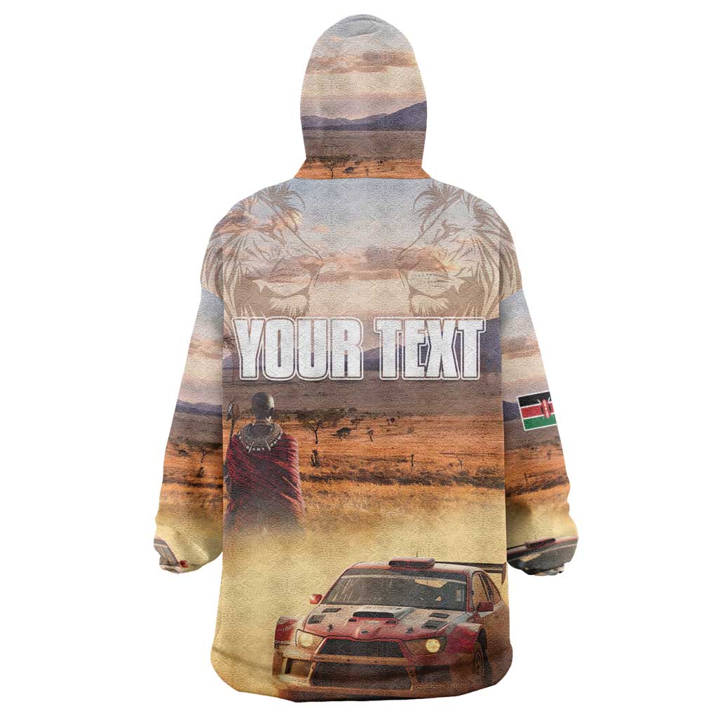 Personalized Kenya Safari Racing Car Wearable Blanket Hoodie Come On Kenyan