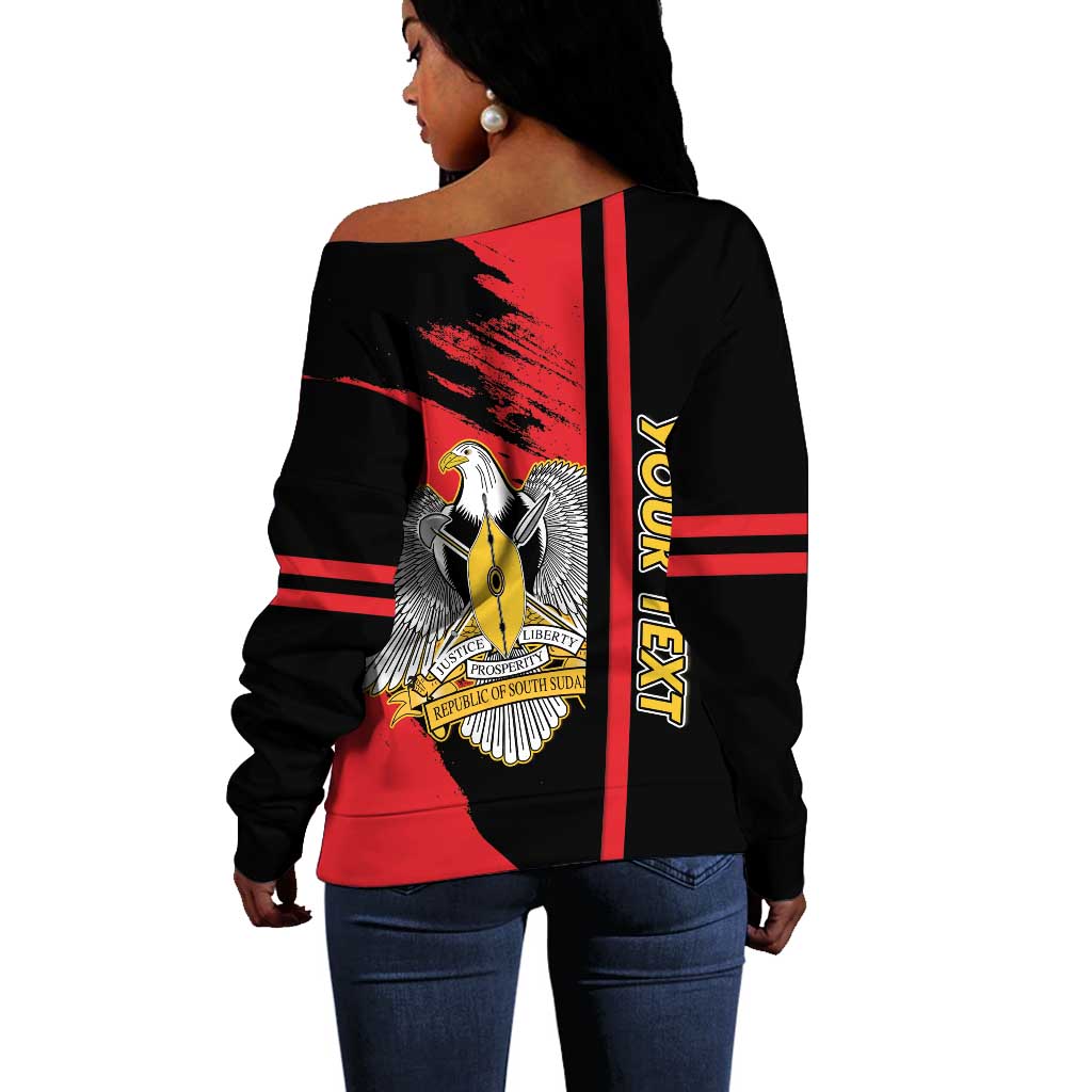 Personalized South Sudan With Coat Of Arms Off Shoulder Sweater Sporty Style