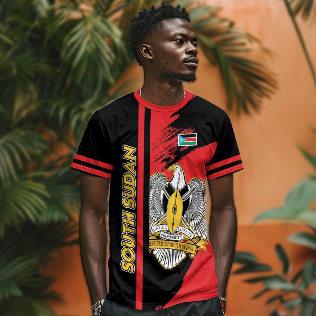 Personalized South Sudan With Coat Of Arms T shirt Sporty Style