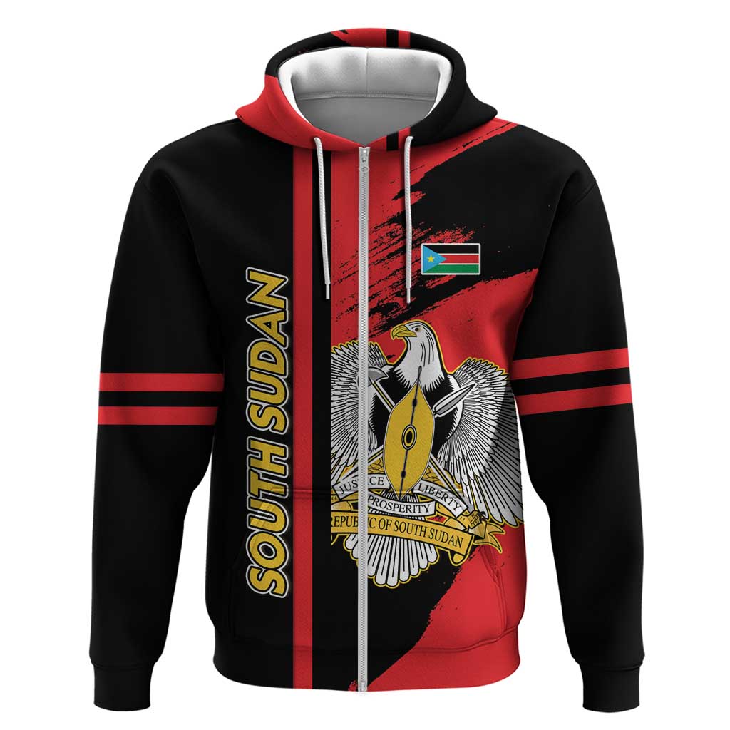 Personalized South Sudan With Coat Of Arms Zip Hoodie Sporty Style