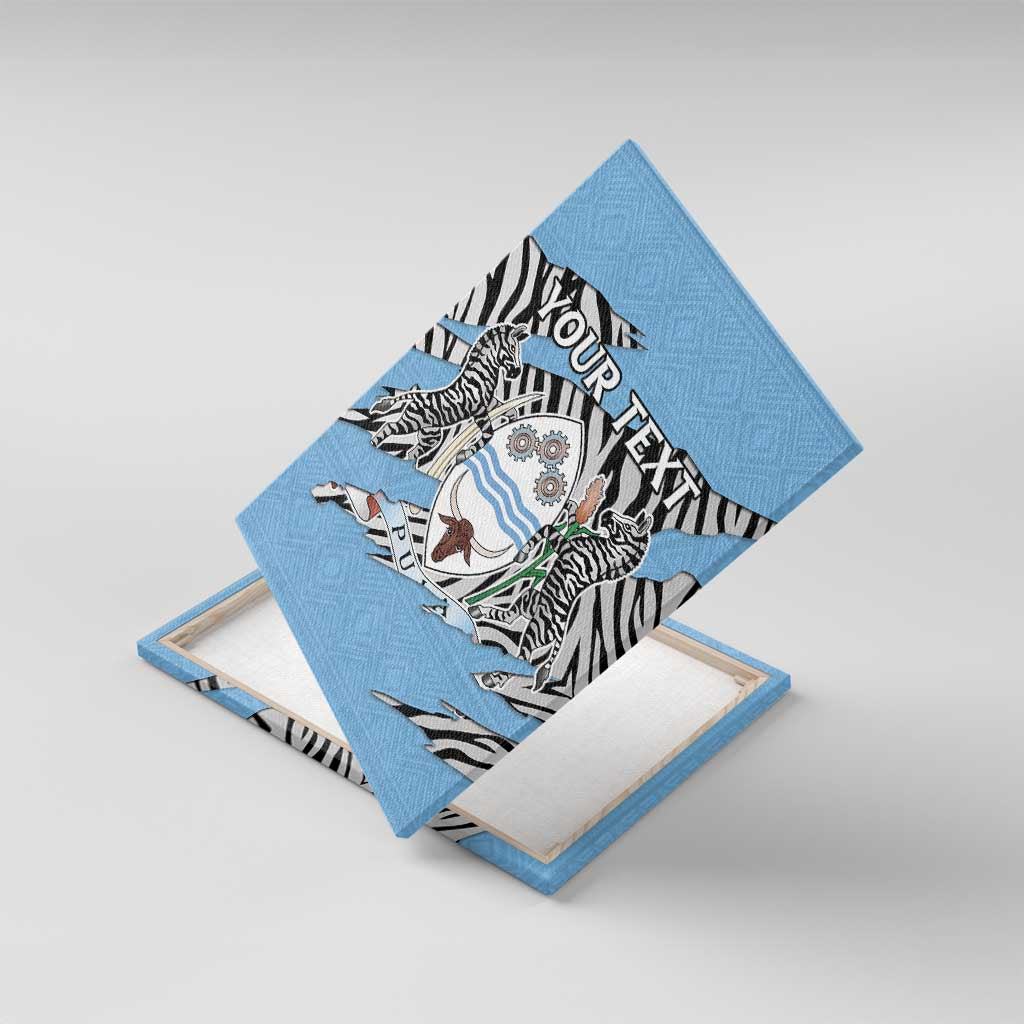 Personalized Lefatshe la Botswana Canvas Wall Art Coat Of Arms - African and Zebra Patterns