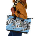 Personalized Lefatshe la Botswana Leather Tote Bag Coat Of Arms - African and Zebra Patterns