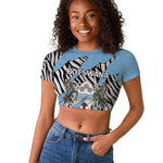 Personalized Lefatshe la Botswana Raglan Cropped T shirt Coat Of Arms - African and Zebra Patterns