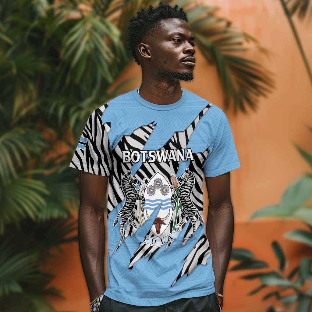 Personalized Lefatshe la Botswana T shirt Coat Of Arms - African and Zebra Patterns