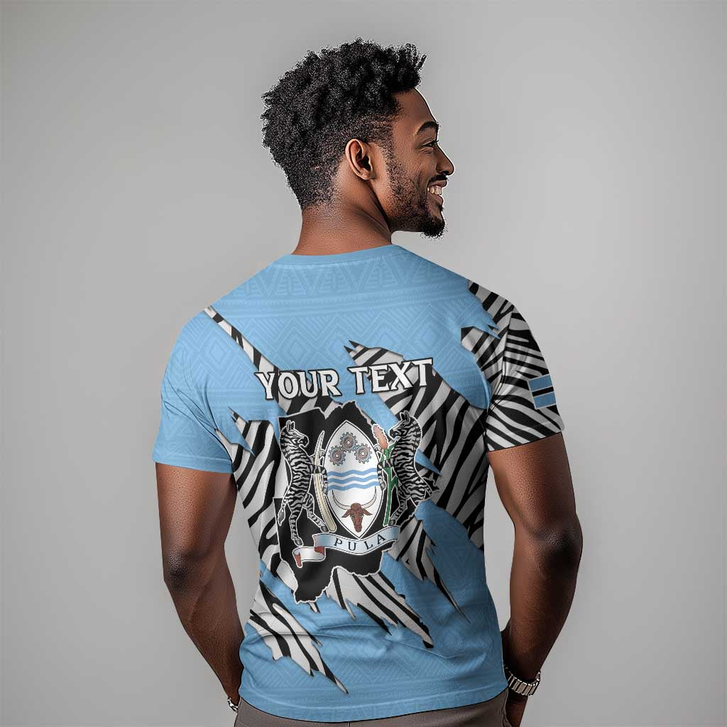 Personalized Lefatshe la Botswana T shirt Coat Of Arms - African and Zebra Patterns