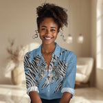 Personalized Lefatshe la Botswana Women Casual Shirt Coat Of Arms - African and Zebra Patterns